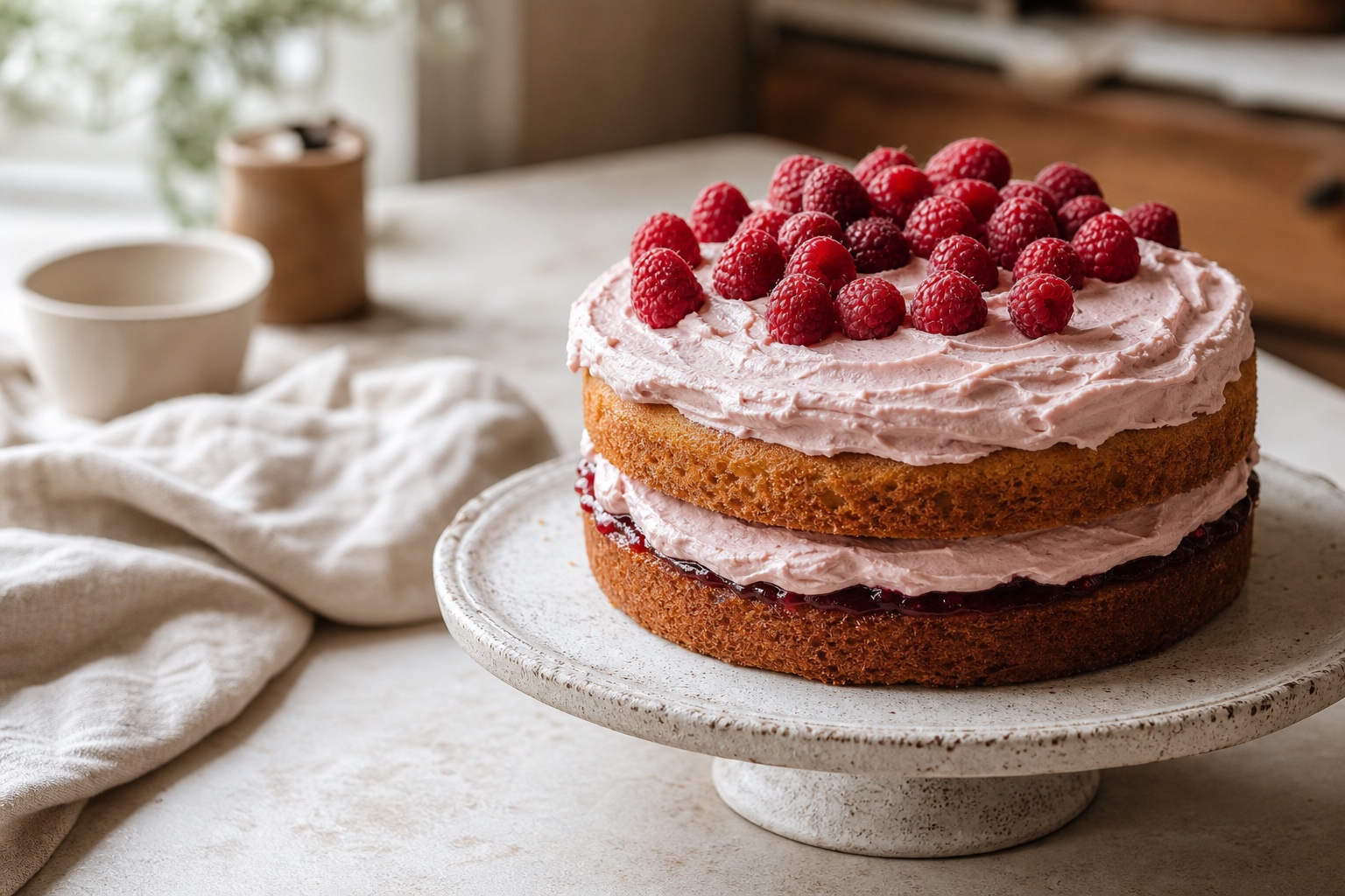 Handmade raspberry cake by Sehrish Bakes